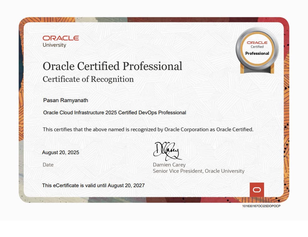 Oracle Cloud Infrastructure (OCI) 2025 Certified DevOps Professional
