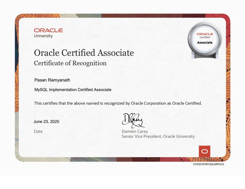 Oracle Certified Associate (OCA): MySQL Implementation Certified Associate